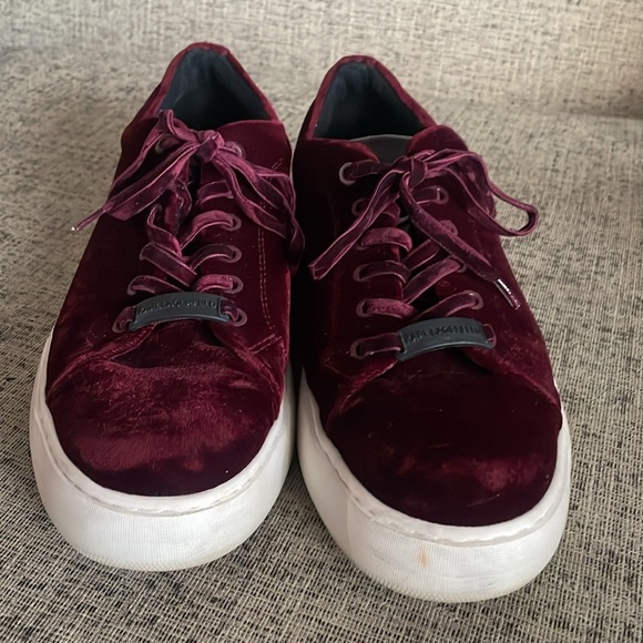 Karl Lagerfeld Velvet Dark Red Fall Sneakers Size 9.5 - Picture 5 of 15
